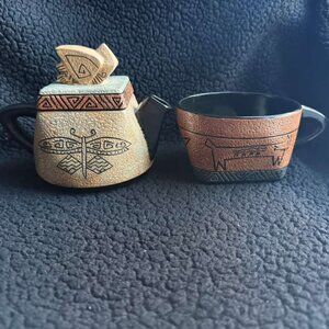 NWT Laurel Burch Ganz Bella Casa Aztec Tea-for-One Set - Dragonfly & Wolf
